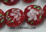 CLG815 15.5 inches 18mm flat round lampwork glass beads wholesale