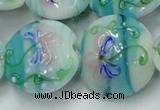 CLG819 15.5 inches 20mm flat round lampwork glass beads wholesale