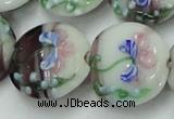 CLG820 15.5 inches 20mm flat round lampwork glass beads wholesale