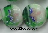 CLG821 15.5 inches 20mm flat round lampwork glass beads wholesale