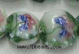 CLG825 15.5 inches 20mm flat round lampwork glass beads wholesale