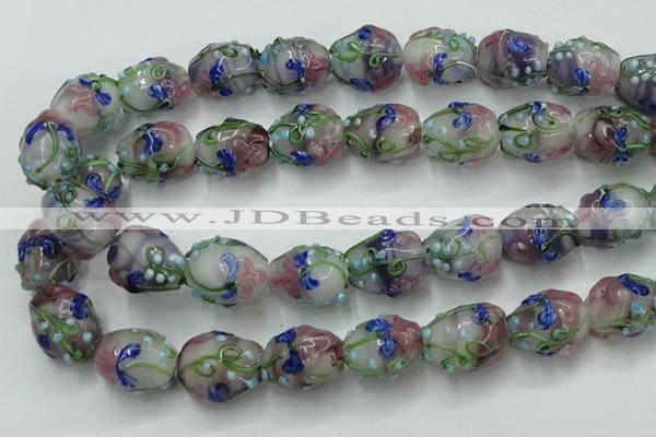 CLG827 15.5 inches 14*18mm pear lampwork glass beads wholesale