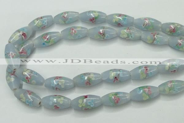 CLG869 15.5 inches 10*20mm rice lampwork glass beads wholesale