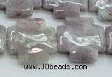 CLI66 15.5 inches 25*25mm cross natural lilac jasper beads wholesale