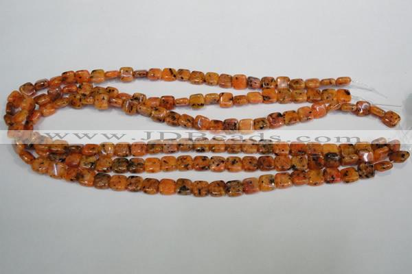 CLJ252 15.5 inches 8*8mm square dyed sesame jasper beads wholesale