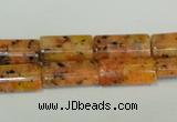 CLJ301 15.5 inches 8*16mm flat tube dyed sesame jasper beads wholesale