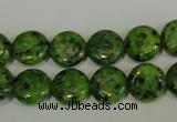 CLJ312 15.5 inches 12mm flat round dyed sesame jasper beads wholesale