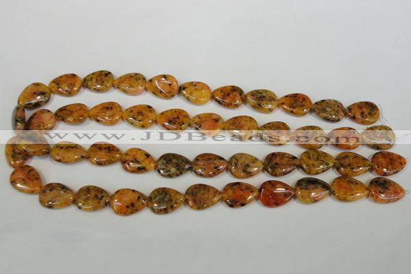 CLJ336 15.5 inches 13*18mm flat teardrop dyed sesame jasper beads