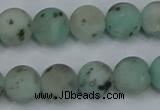 CLJ413 15.5 inches 10mm round matte sesame jasper beads wholesale