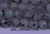 CLJ422 15.5 inches 8mm faceted round sesame jasper beads