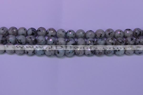 CLJ424 15.5 inches 12mm faceted round sesame jasper beads