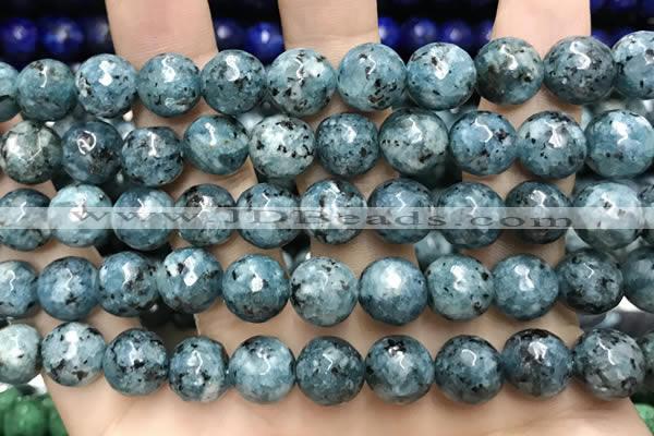 CLJ572 15 inches 10mm faceted round sesame jasper beads