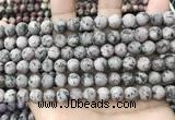 CLJ583 15 inches 8mm round matte sesame jasper beads