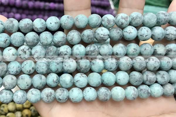 CLJ591 15 inches 8mm round matte sesame jasper beads