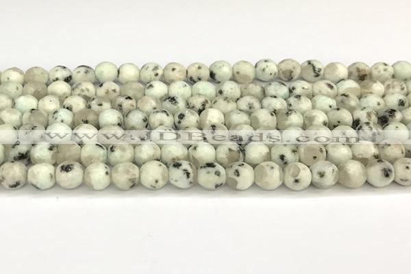 CLJ650 15 inches 6mm faceted round sesame jasper beads