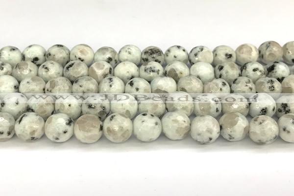 CLJ652 15 inches 10mm faceted round sesame jasper beads