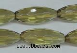 CLQ14 15.5 inches 12*30mm faceted rice natural lemon quartz beads