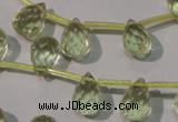 CLQ250 Top-drilled 8*12mm faceted teardrop natural lemon quartz beads