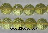 CLQ58 15.5 inches 12mm faceted round natural lemon quartz beads