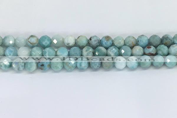 CLR119 15.5 inches 8mm faceted round larimar gemstone beads