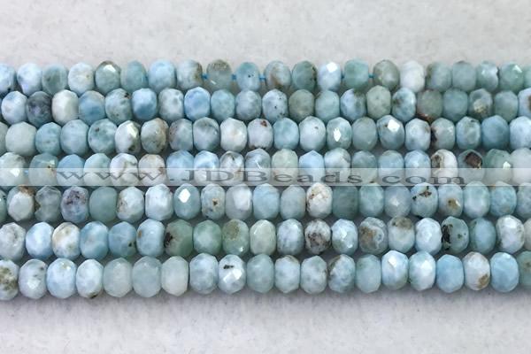 CLR161 15 inches 6*7mm faceted rondelle larimar beads wholesale