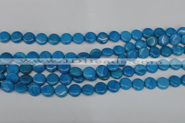 CLR411 15.5 inches 12mm flat round dyed larimar gemstone beads