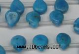 CLR448 Top drilled 8*10mm flat teardrop dyed larimar gemstone beads