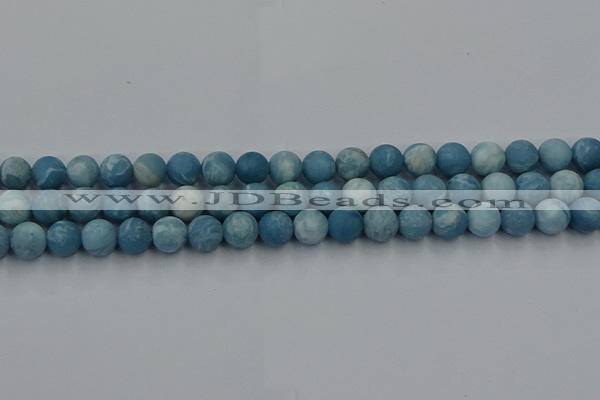 CLR612 15.5 inches 8mm round matte imitation larimar beads