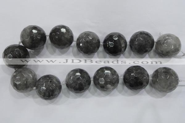 CLS02 15.5 inches 30mm faceted round large cloudy quartz beads