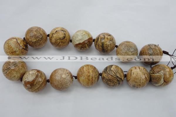 CLS10 15.5 inches 30mm faceted round large picture jasper beads