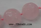 CLS103 15.5 inches 25mm faceted round large rose quartz beads