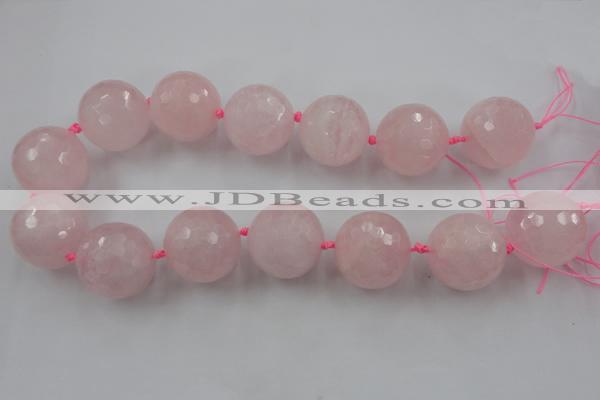 CLS15 15.5 inches 30mm faceted round large rose quartz beads