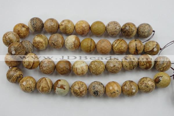 CLS151 15.5 inches 20mm faceted round picture jasper beads