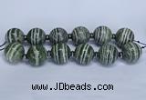 CLS254 7.5 inches 30mm round large green silver line jasper beads