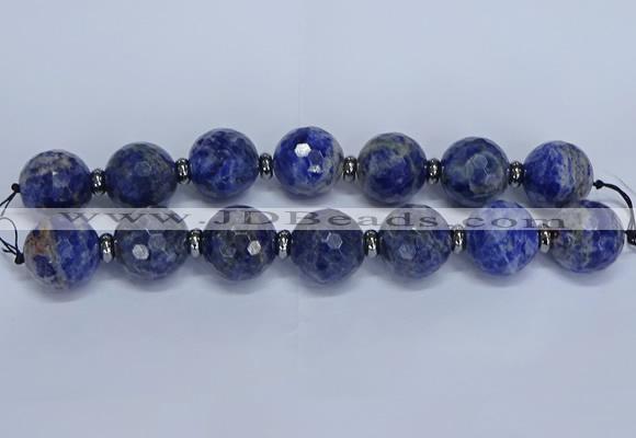 CLS304 7.5 inches 25mm faceted round large sodalite gemstone beads