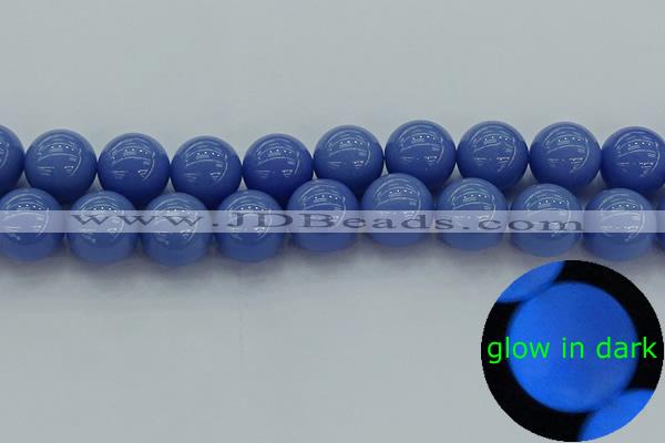 CLU117 15.5 inches 18mm round blue luminous stone beads