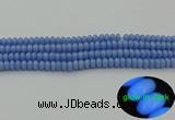 CLU120 15.5 inches 4*6mm rondelle blue luminous stone beads