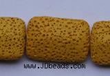 CLV19 15 inches 19*28mm rectangle yellow natural lava beads wholesale