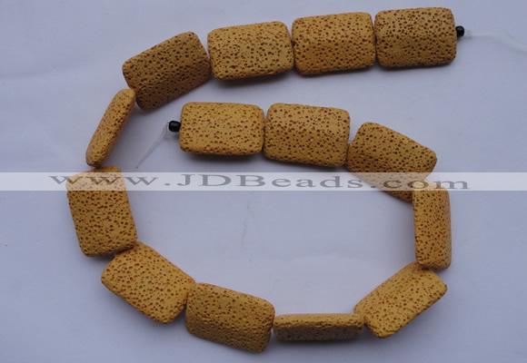 CLV19 15 inches 19*28mm rectangle yellow natural lava beads wholesale