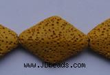 CLV20 15 inches 22*32mm rhombus yellow natural lava beads wholesale