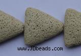 CLV23 15 inches 22*26mm triangle milk white natural lava beads wholesale