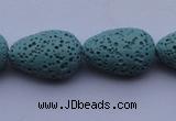 CLV24 15.5 inches 13*19mm teardrop blue natural lava beads wholesale