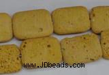 CLV302 15.5 inches 15*20mm rectangle lava beads wholesale