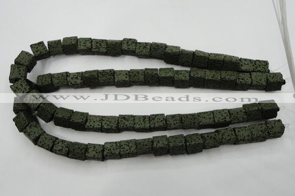 CLV390 15.5 inches 10*10mm cube dyed lava beads wholesale