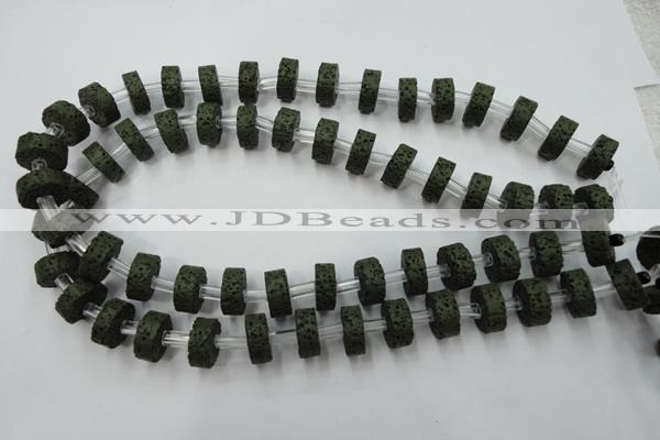 CLV410 15.5 inches 6*15mm tyre dyed lava beads wholesale