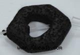 CLV44 15.5 inches 26*33mm hexagon black natural lava beads wholesale