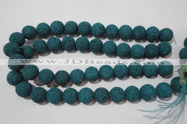 CLV456 15.5 inches 16mm round dyed blue lava beads wholesale