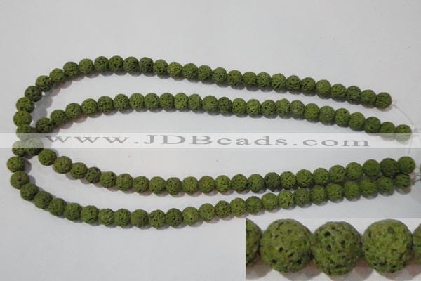 CLV460 15.5 inches 8mm round dyed green lava beads wholesale