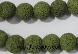 CLV462 15.5 inches 12mm round dyed green lava beads wholesale