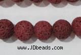 CLV470 15.5 inches 12mm round dyed red lava beads wholesale